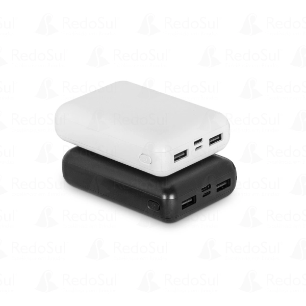 Bateria portátil personalizada em ABS reciclado e capacidade de 10 mil mAh